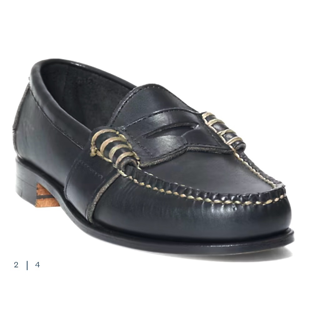 Ralph Lauren Kids Black Leather Edric Dress Shoes Penny Loafers